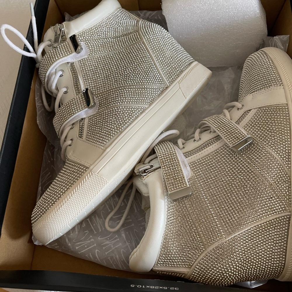 New inc rhinestone wedge sneakers